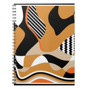 Abstract wavy: vintage black pattern notebook