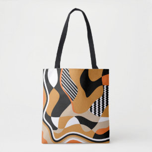 Abstract wavy: vintage black pattern tote bag