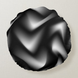 Abstract Weave in Black & White Round Pillow