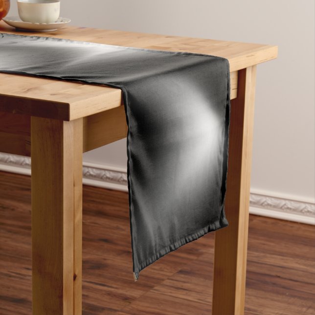 Abstract Weave in Black & White Short Table Runner (In Situ)
