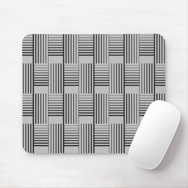 Abstract Weave On Silver Grey Mouse Pad (With Mouse)