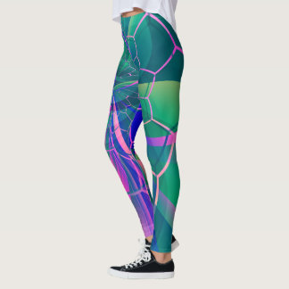 Abstract Web Colourful Geometric Leggings