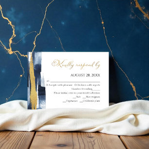 Abstract Wedding rsvp Cards Watercolor Gilded