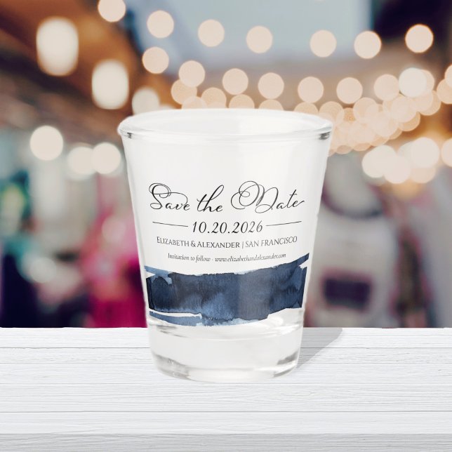 Abstract Wedding Save the Date Invitations | Blue Shot Glass (Creator Uploaded)