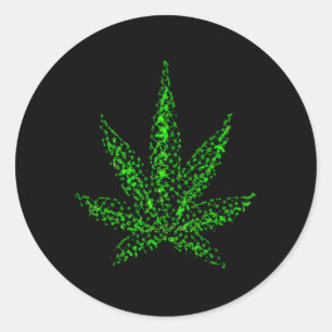 Abstract Weed Leaf Classic Round Sticker