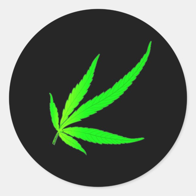 Abstract Weed Leaf Classic Round Sticker (Front)