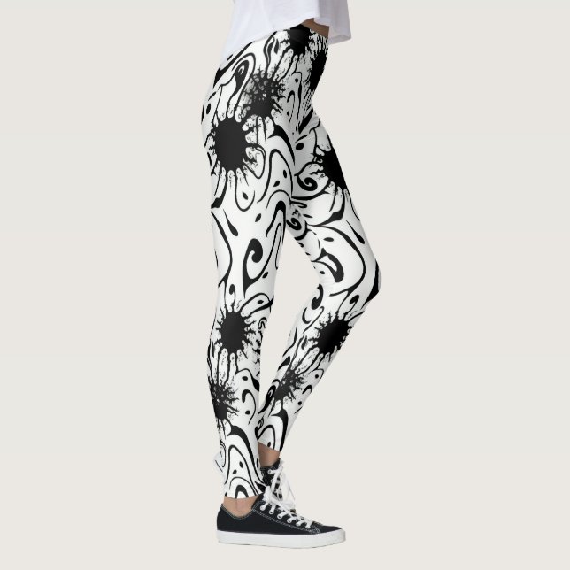 Abstract Weird Art Flowing Liquid Ink Blot Leggings (Right)