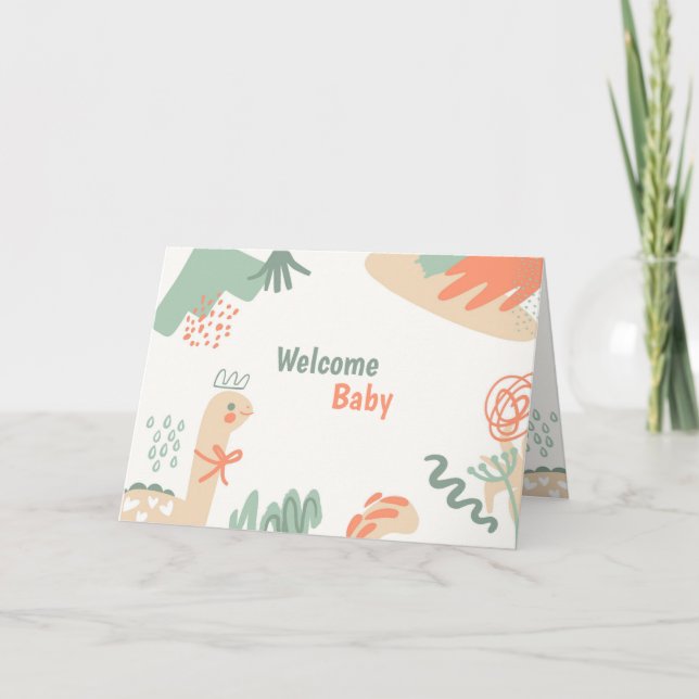 Abstract Welcome Baby Greeting Card (Front)