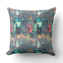 Abstract whimsical art design Throw Pillow