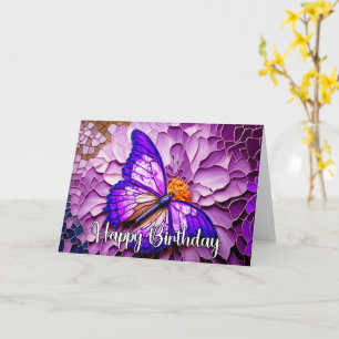 Abstract Whimsical Butterfly Happy Birthday Card