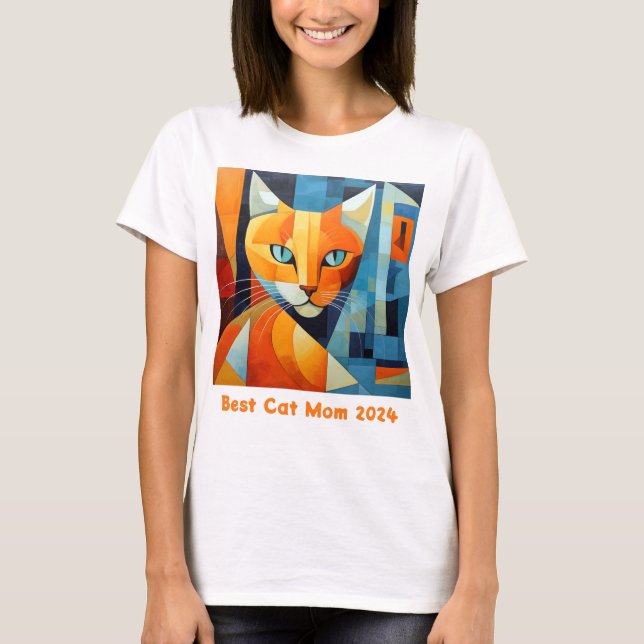 Abstract Whiskers: Best Cat Mom T-Shirt (Front)