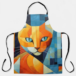 Abstract Whiskers: Orange Cat Apron