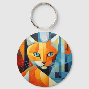 Abstract Whiskers: Orange Cat Keychain