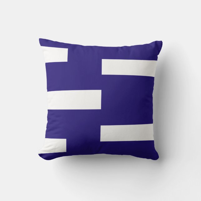 Abstract White Abstract Geometric Shapes on Blue Throw Pillow (Front)