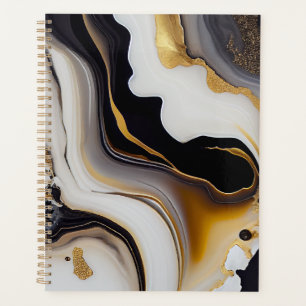 Abstract white and black and golden abstract planner