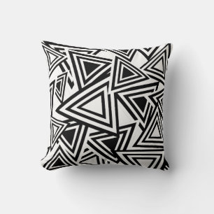 Abstract White Black Triangle Pattern Throw Pillow