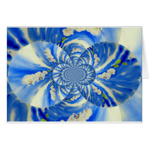 Abstract white blue floral painting