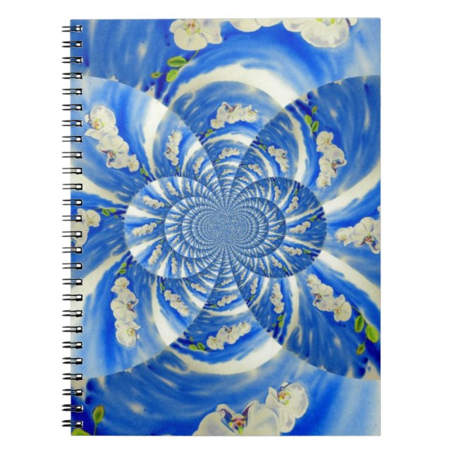 Abstract white blue floral painting notebook (Front)