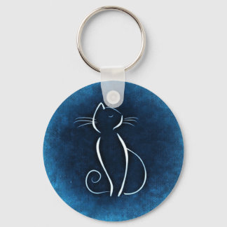 Abstract White Cat Keychain