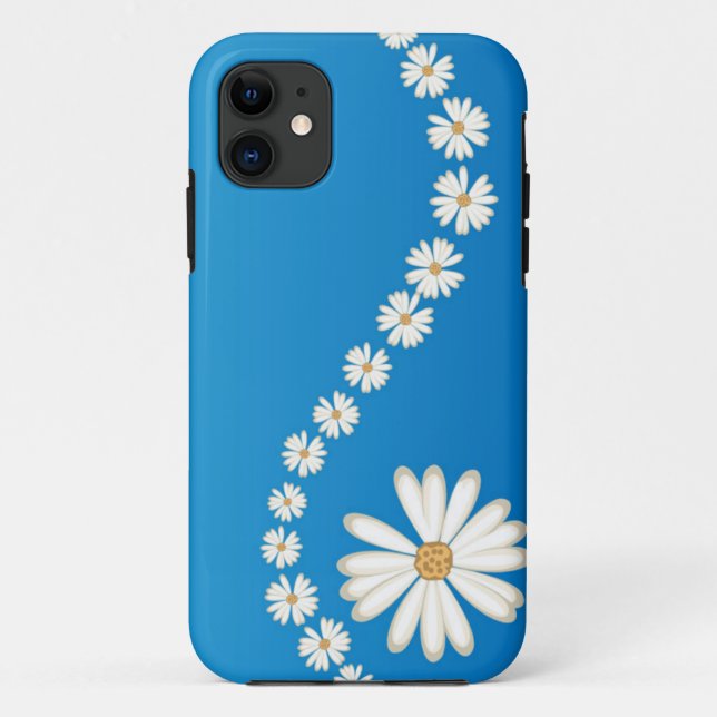 Abstract White Daisies on Blue iPhone 5 Case (Back)