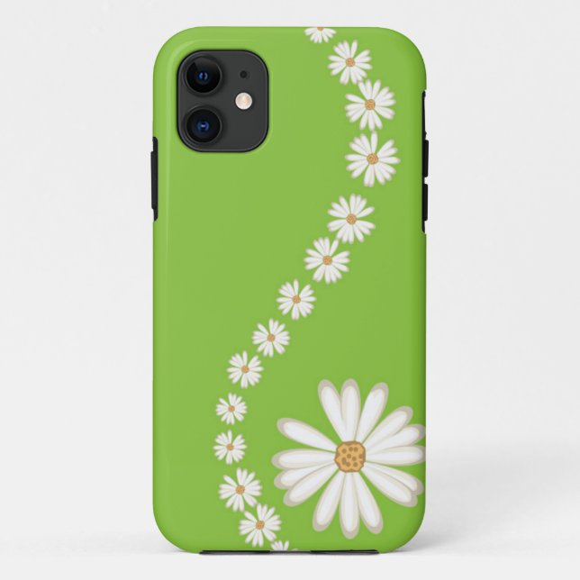 Abstract White Daisies on Green iPhone 5 Case (Back)