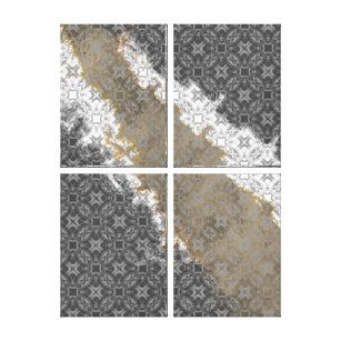 Abstract White, Grey, and Gold Beige Vintage Canvas Print