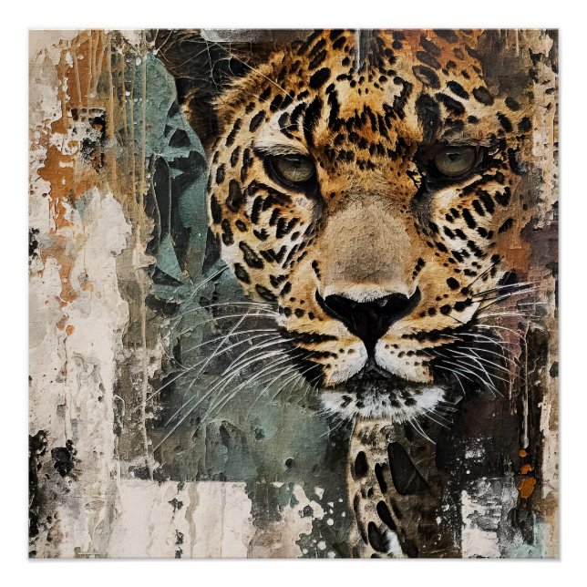 Abstract white Jungle Cat  Landscape Poster (Front)