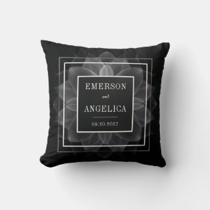 Abstract White Light Flower Mandala Throw Pillow