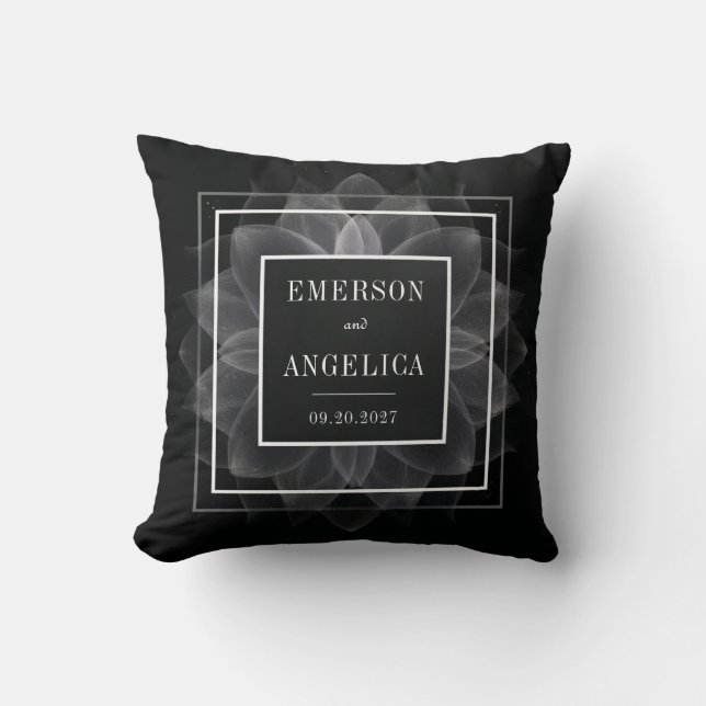 Abstract White Light Flower Mandala Throw Pillow (Front)