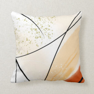 Abstract White Orange Green Black Line Throw Pillow