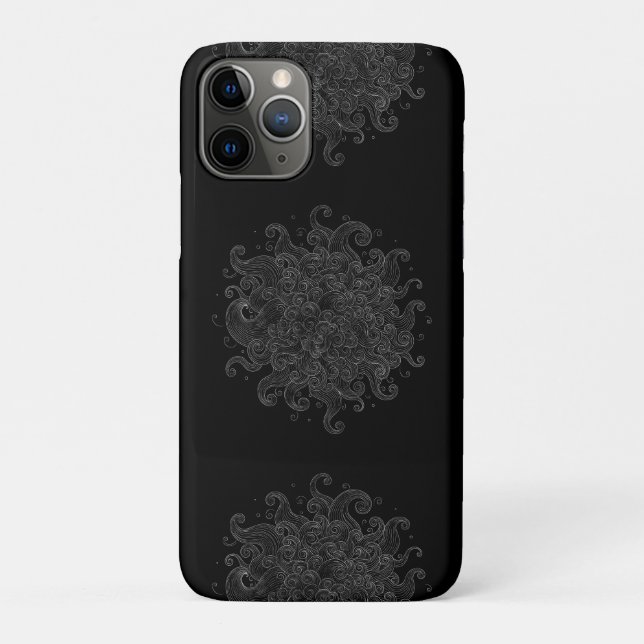 Abstract White Outline Waves Seamless Phone Case (Back)