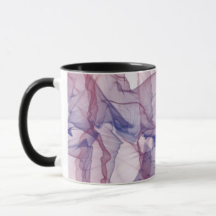 Abstract white red blue and purple watercolor mug