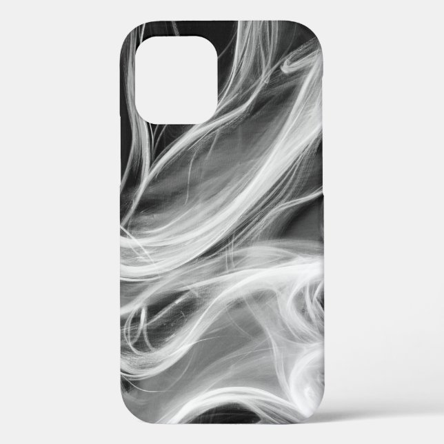 Abstract White Smoke on Black Case-Mate iPhone Case (Back)