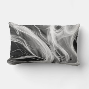 abstract white swirl smoke on black lumbar pillow