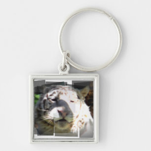 Abstract White Tiger Keychain