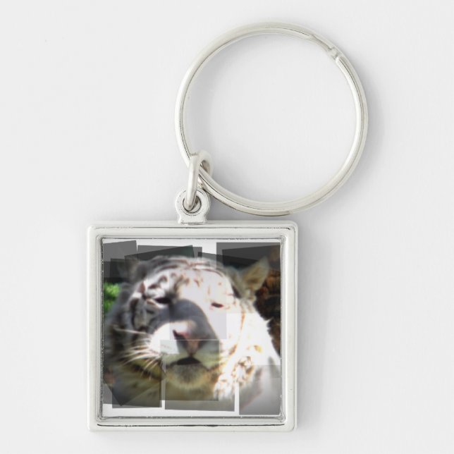 Abstract White Tiger Keychain (Front)