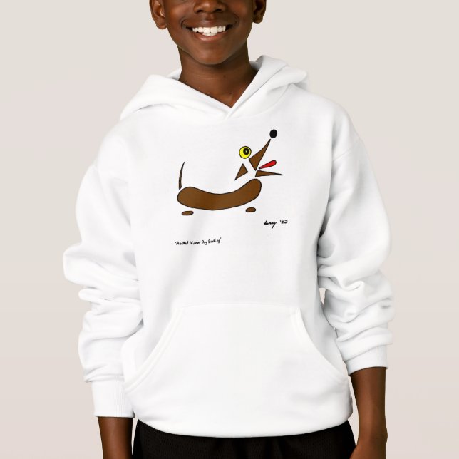 Abstract Wiener Dog Kids Hooded Sweatshirt (Front)
