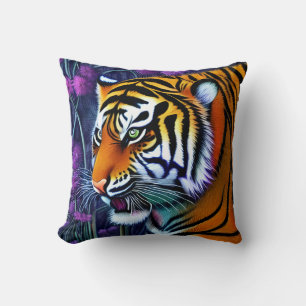 Abstract Wild  Majestic Predator Tiger Throw Pillow
