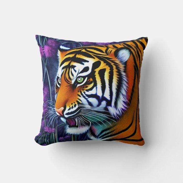 Abstract Wild  Majestic Predator Tiger Throw Pillow (Front)