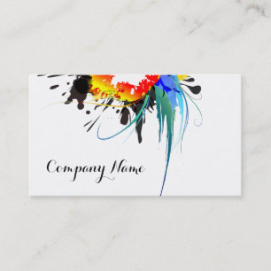 Abstract Wild Parrot Paint Splatters Business Card
