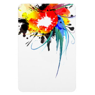 Abstract Wild Parrot Paint Splatters Magnet