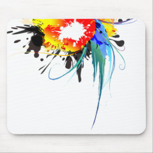 Abstract Wild Parrot Paint Splatters Mouse Pad