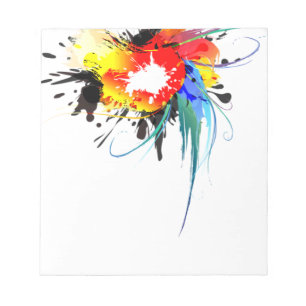 Abstract Wild Parrot Paint Splatters Notepad