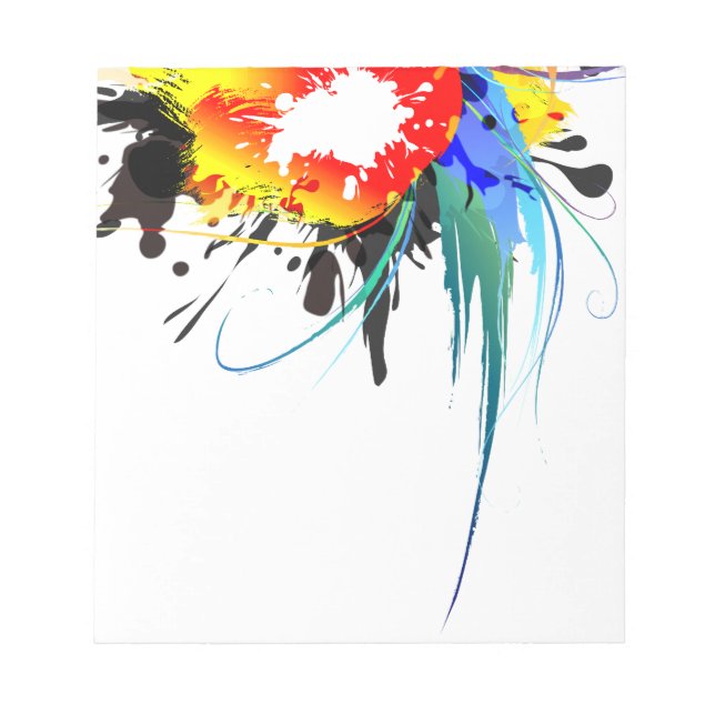 Abstract Wild Parrot Paint Splatters Notepad (Front)