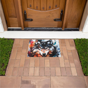 Abstract Wild Spirit Wolf Doormat