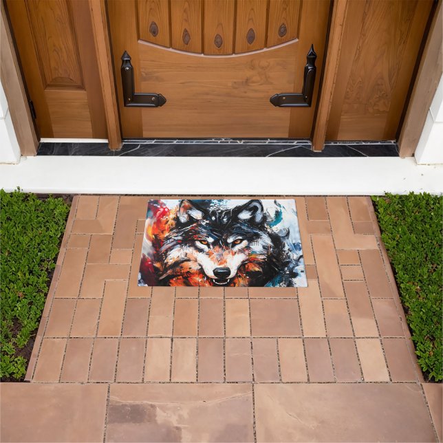 Abstract Wild Spirit Wolf Doormat (Outdoor)