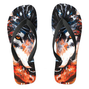 Abstract Wild Spirit Wolf Flip Flops