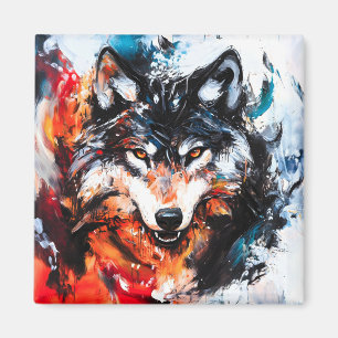 Abstract Wild Spirit Wolf Magnet