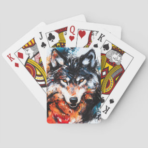 Abstract Wild Spirit Wolf Playing Cards