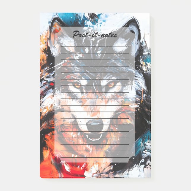 Abstract Wild Spirit Wolf Post-it Notes (Front)